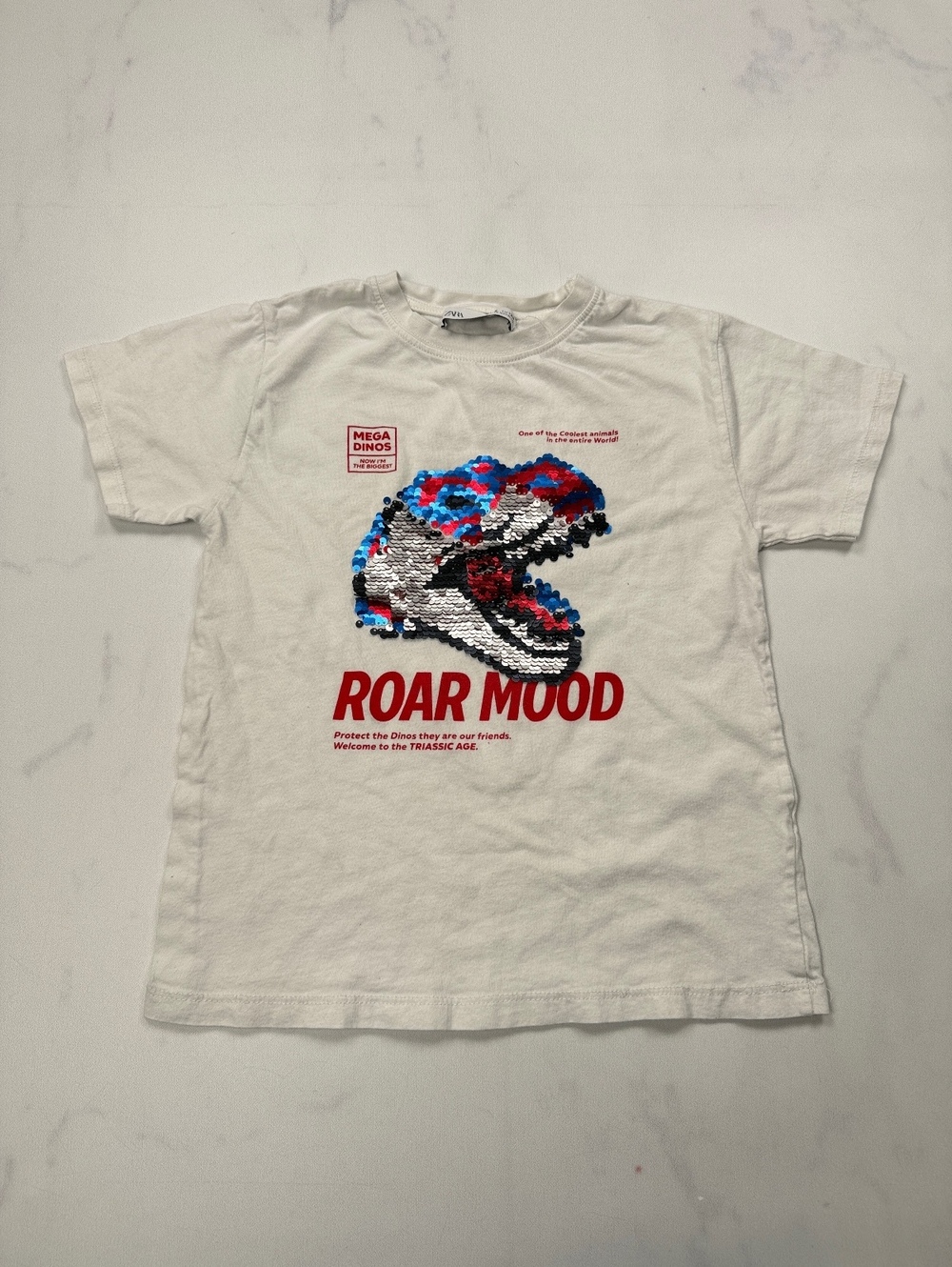 Zara Roar T Shirt White Modern Graphic - Boys 8